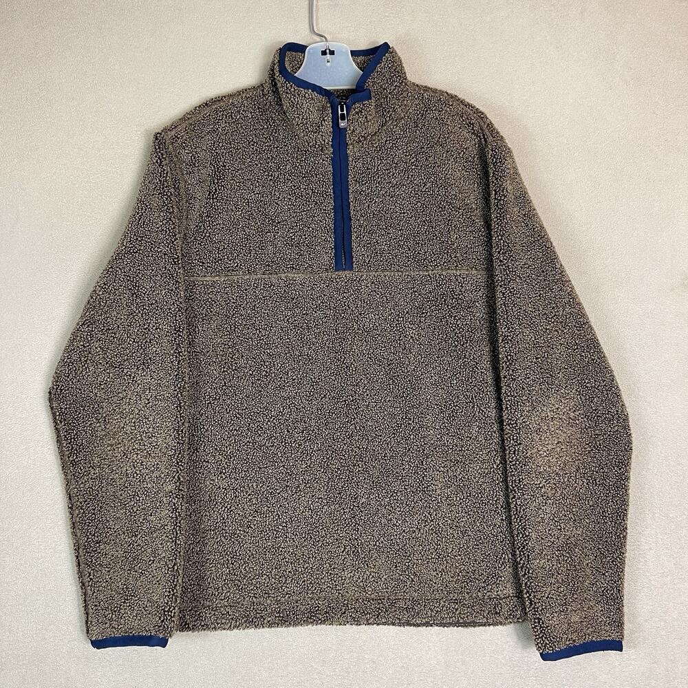 Vineyard Vines Sweater Mens M Brown 1/4 Zip Nantucket Sherpa Fleece Mock Neck - Picture 1 of 12